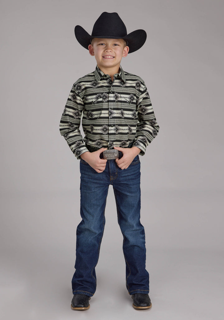 BOYS SANTA FE AZTEC LONG SLEEVE SNAP WESTERN SHIRT