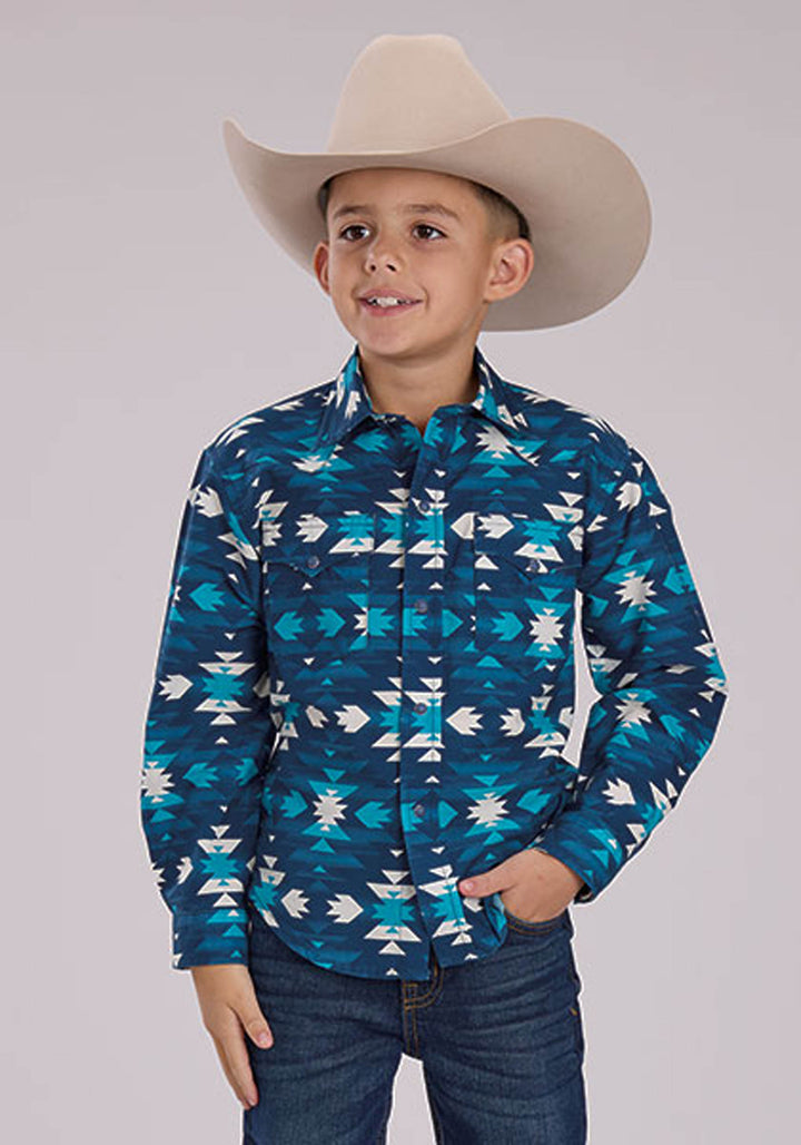 BOYS LONG SLEEVE SNAP AZTEC SERAPE WESTERN SHIRT