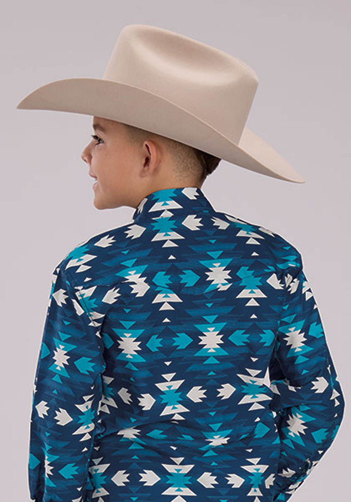 BOYS LONG SLEEVE SNAP AZTEC SERAPE WESTERN SHIRT