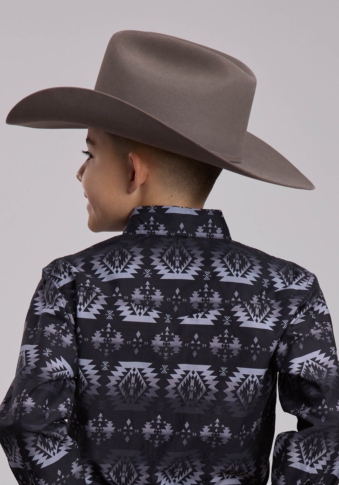 BOYS ROPER OMBRE AZTECS PRINT WESTERN SNAP SHIRT