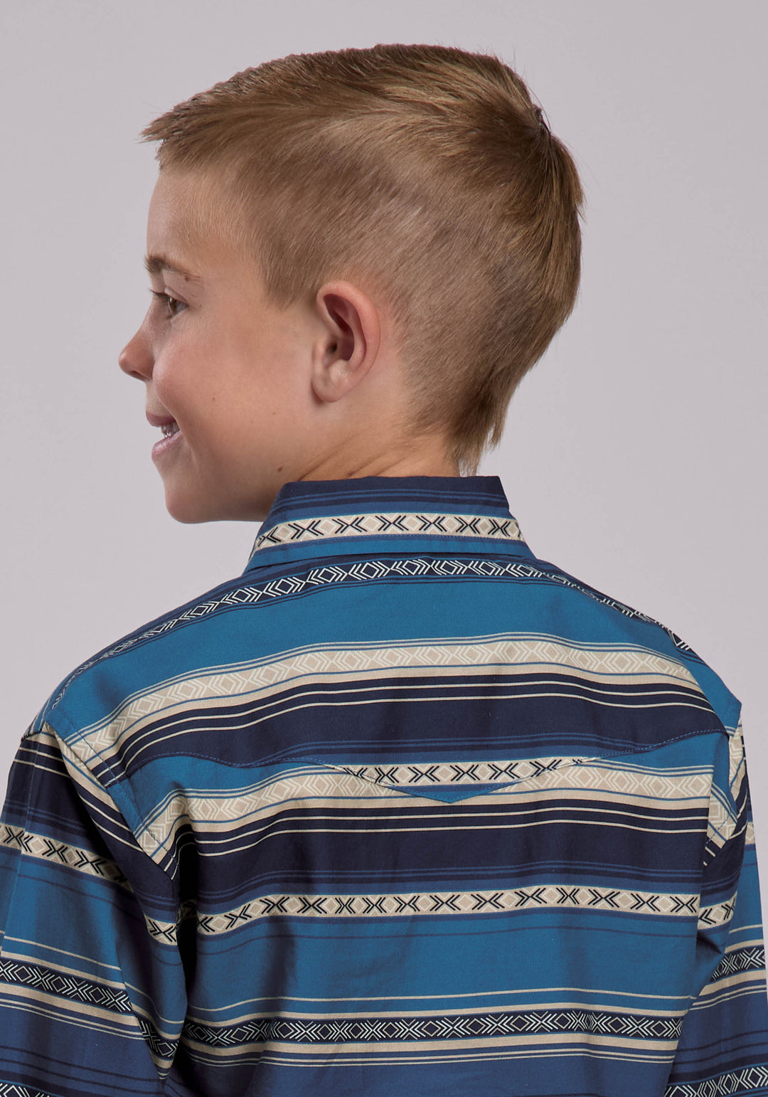 BOYS ROPER SERAPE STRIPE WESTERN SNAP SHIRT