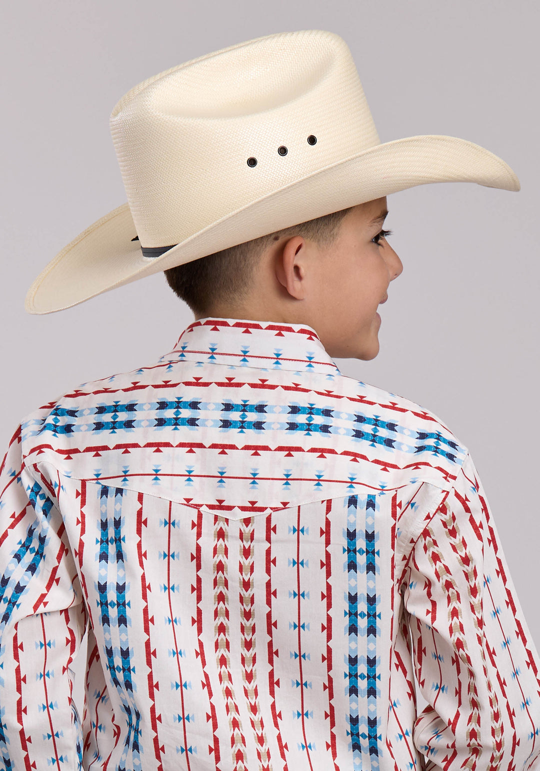 BOYS ROPER VERTICAL AZTEC LONG SLEEVE SNAP SHIRT