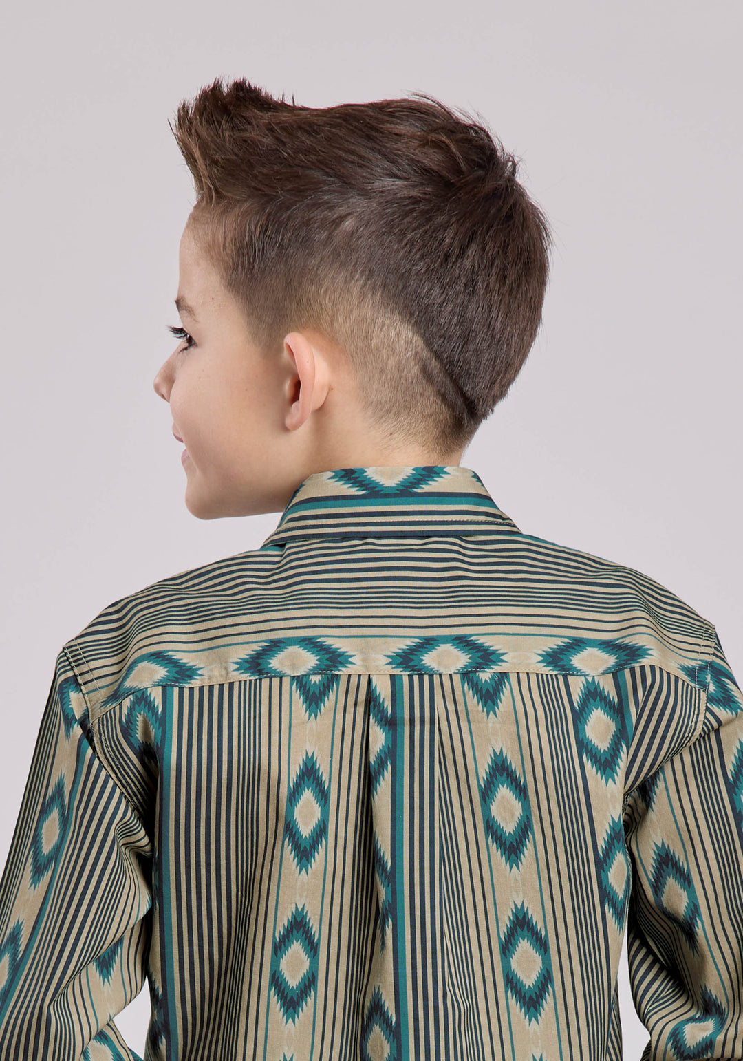 BOYS ROPER NAVAJO STRIPES PRINT LONG SLEEVE SNAP SHIRT