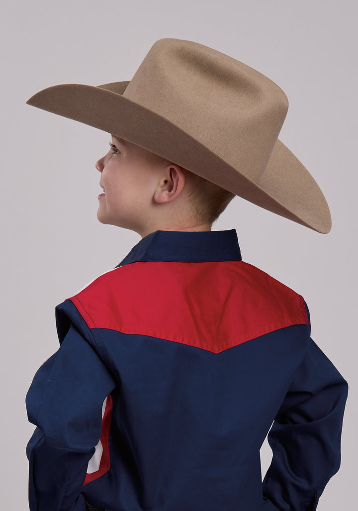 BOYS ROPER VERTICAL STARS AND STRIPE PRINT WESTERN SNAP SHIRT