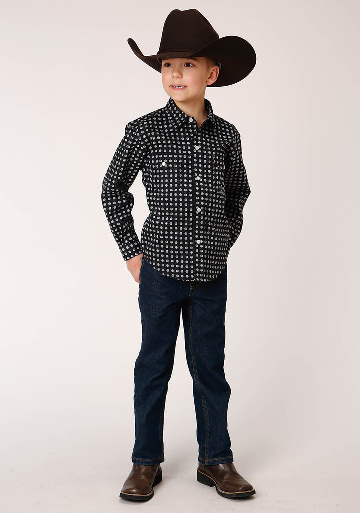 BOYS LONG SLEEVE SNAP CLASSIC FOULARD WESTERN SHIRT