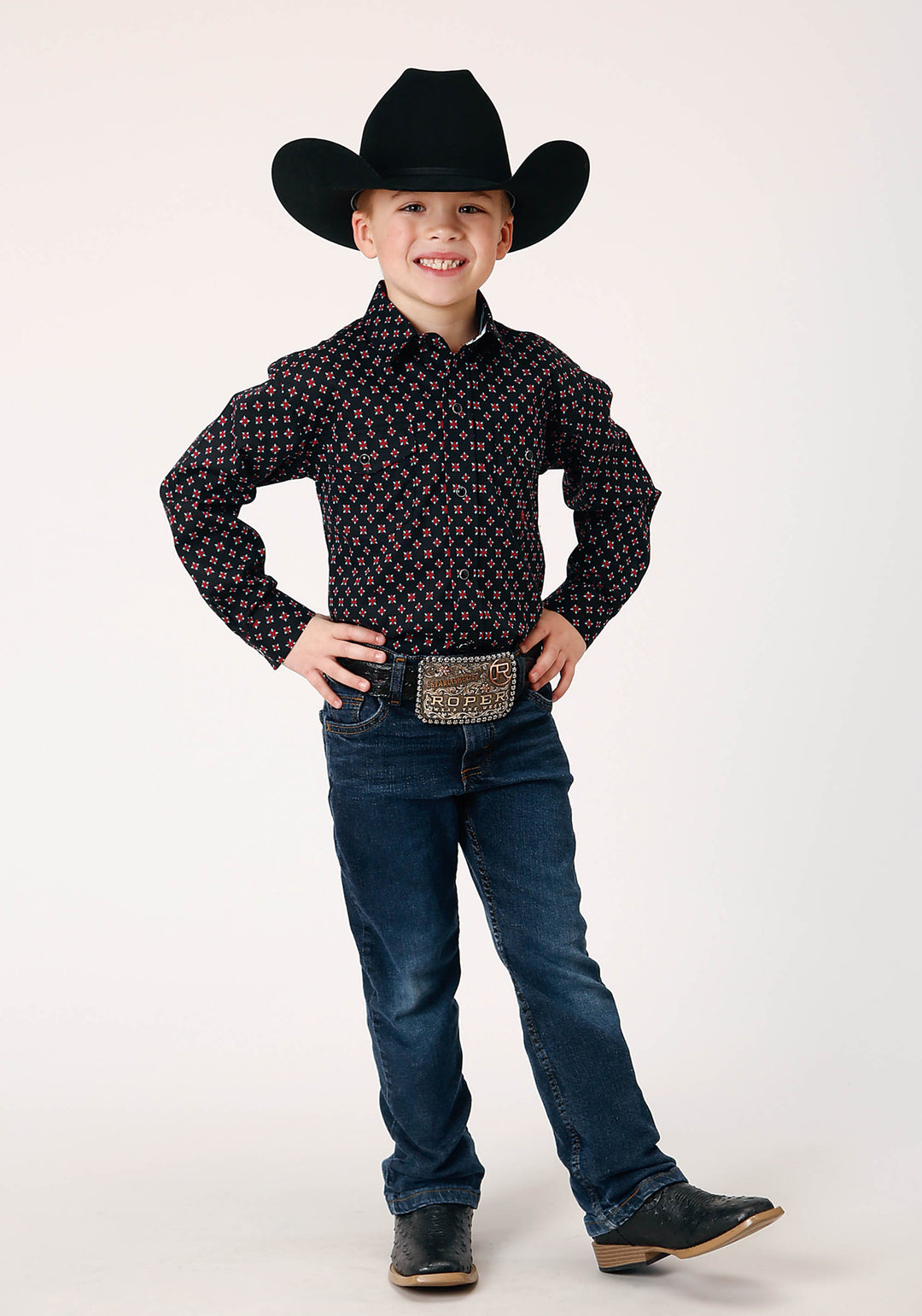 BOYS LONG SLEEVE SNAP COTTAGE FOULARD WESTERN SHIRT