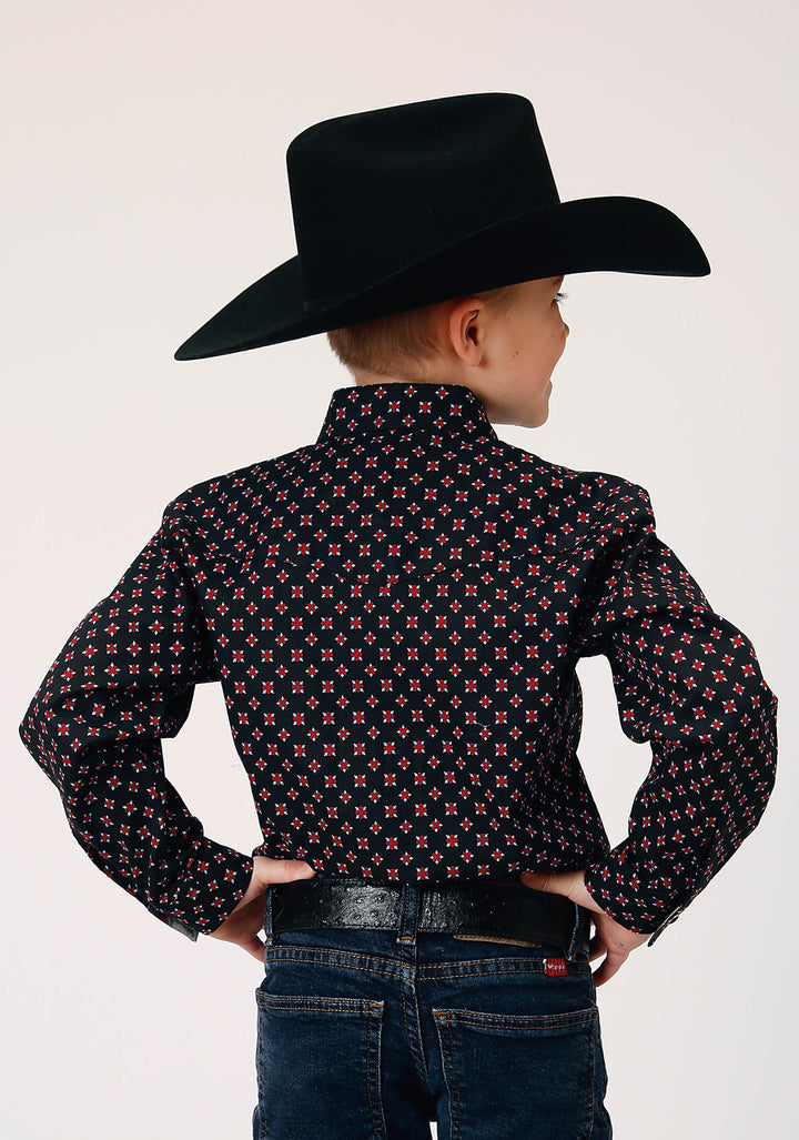 BOYS LONG SLEEVE SNAP COTTAGE FOULARD WESTERN SHIRT