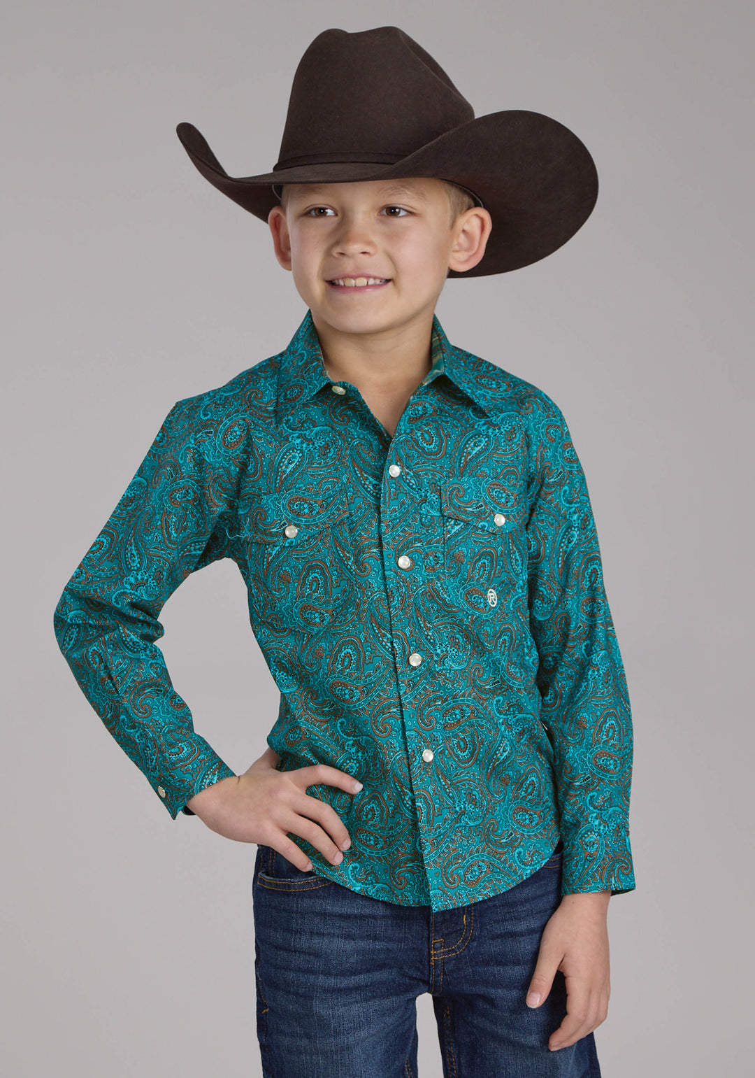 BOYS MALLARD PAISLEY LONG SLEEVE SNAP WESTERN SHIRT