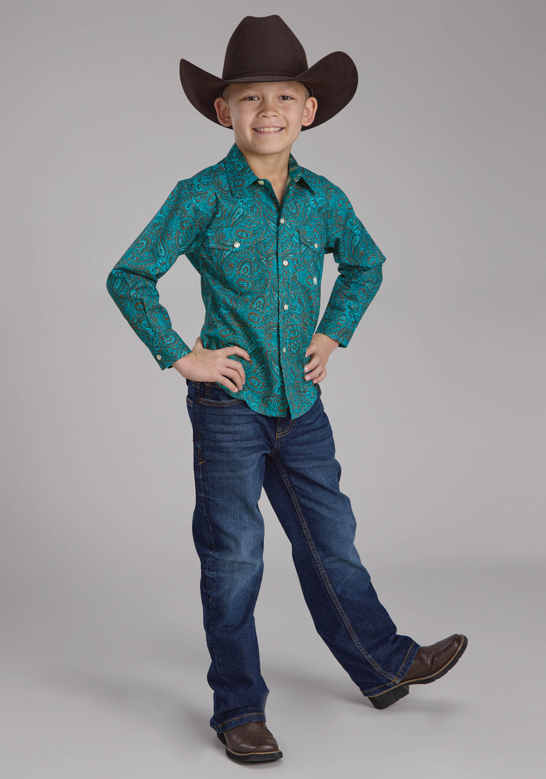 BOYS MALLARD PAISLEY LONG SLEEVE SNAP WESTERN SHIRT