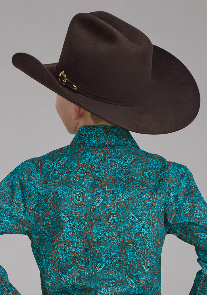 BOYS MALLARD PAISLEY LONG SLEEVE SNAP WESTERN SHIRT
