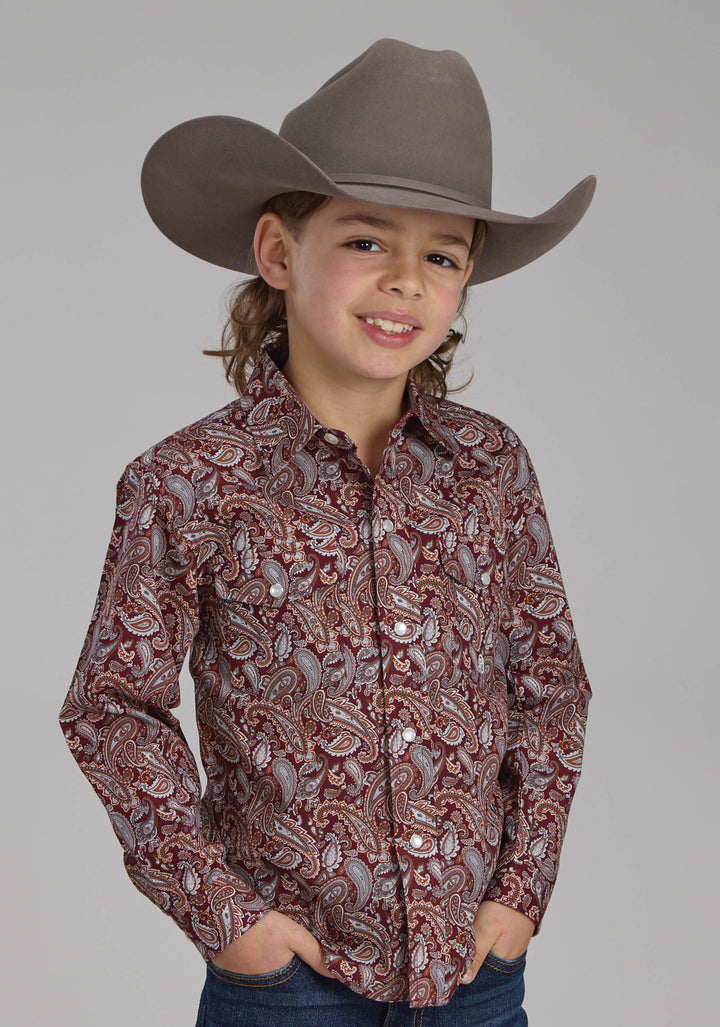 BOYS SANGRIA PAISLEY LONG SLEEVE SNAP WESTERN SHIRT