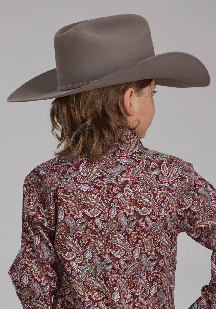 BOYS SANGRIA PAISLEY LONG SLEEVE SNAP WESTERN SHIRT