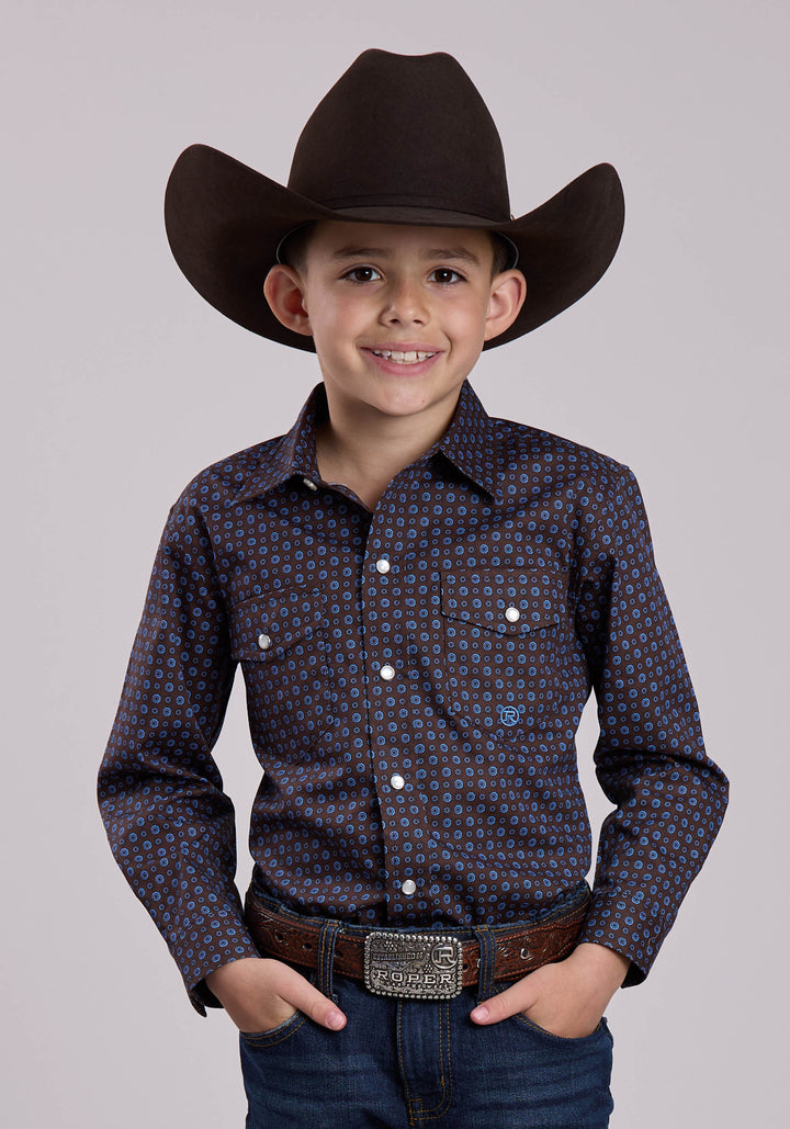 BOYS LONG SLEEVE SNAP WINTER FOULARD WESTERN SHIRT