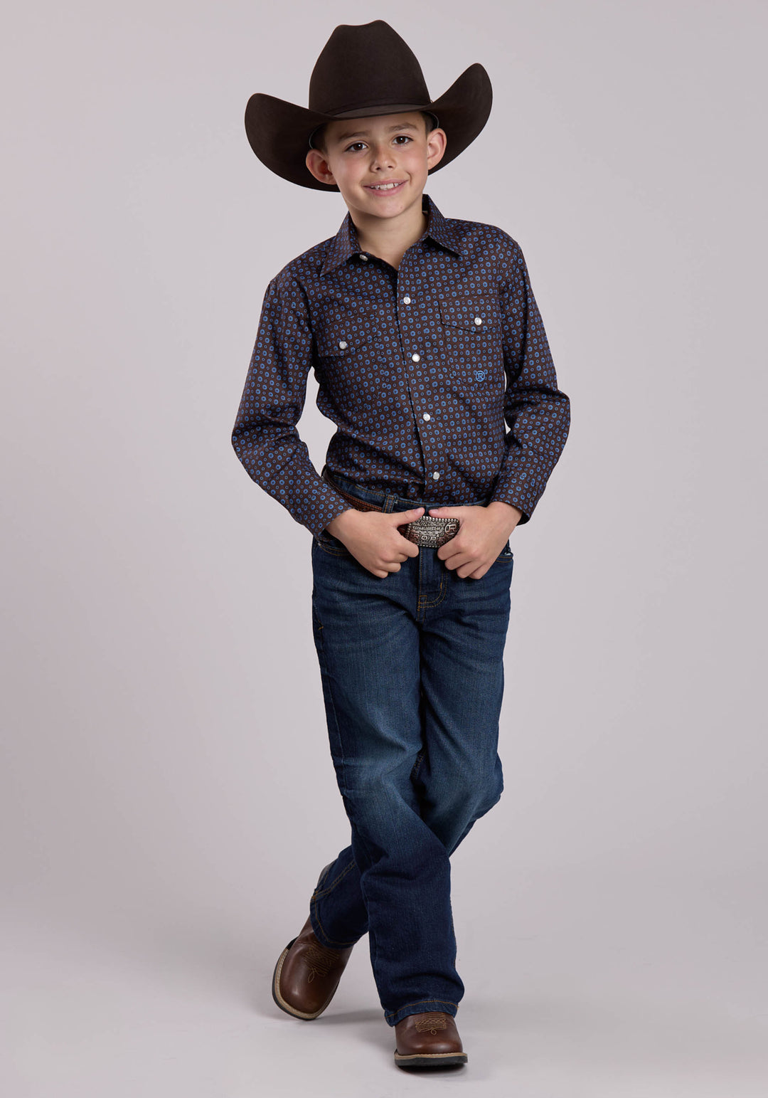 Boys Long Sleeve Snap Winter Foulard Western Shirt – Roper Apparel ...