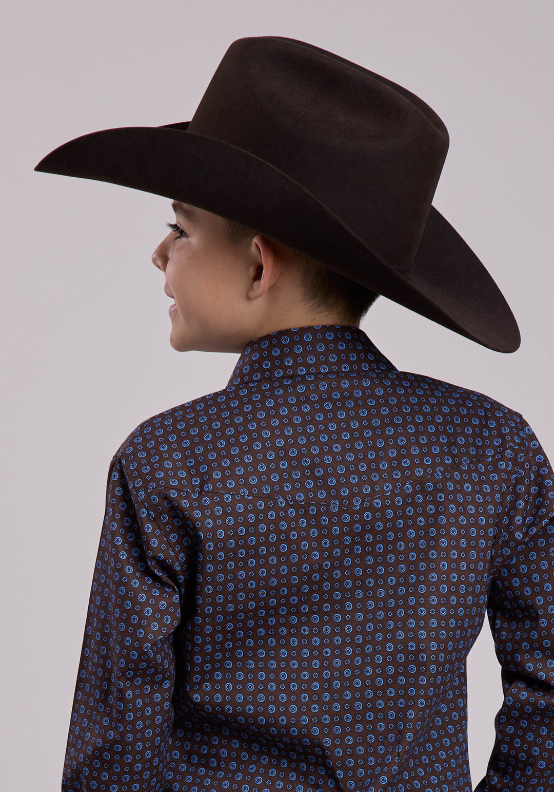 BOYS LONG SLEEVE SNAP WINTER FOULARD WESTERN SHIRT