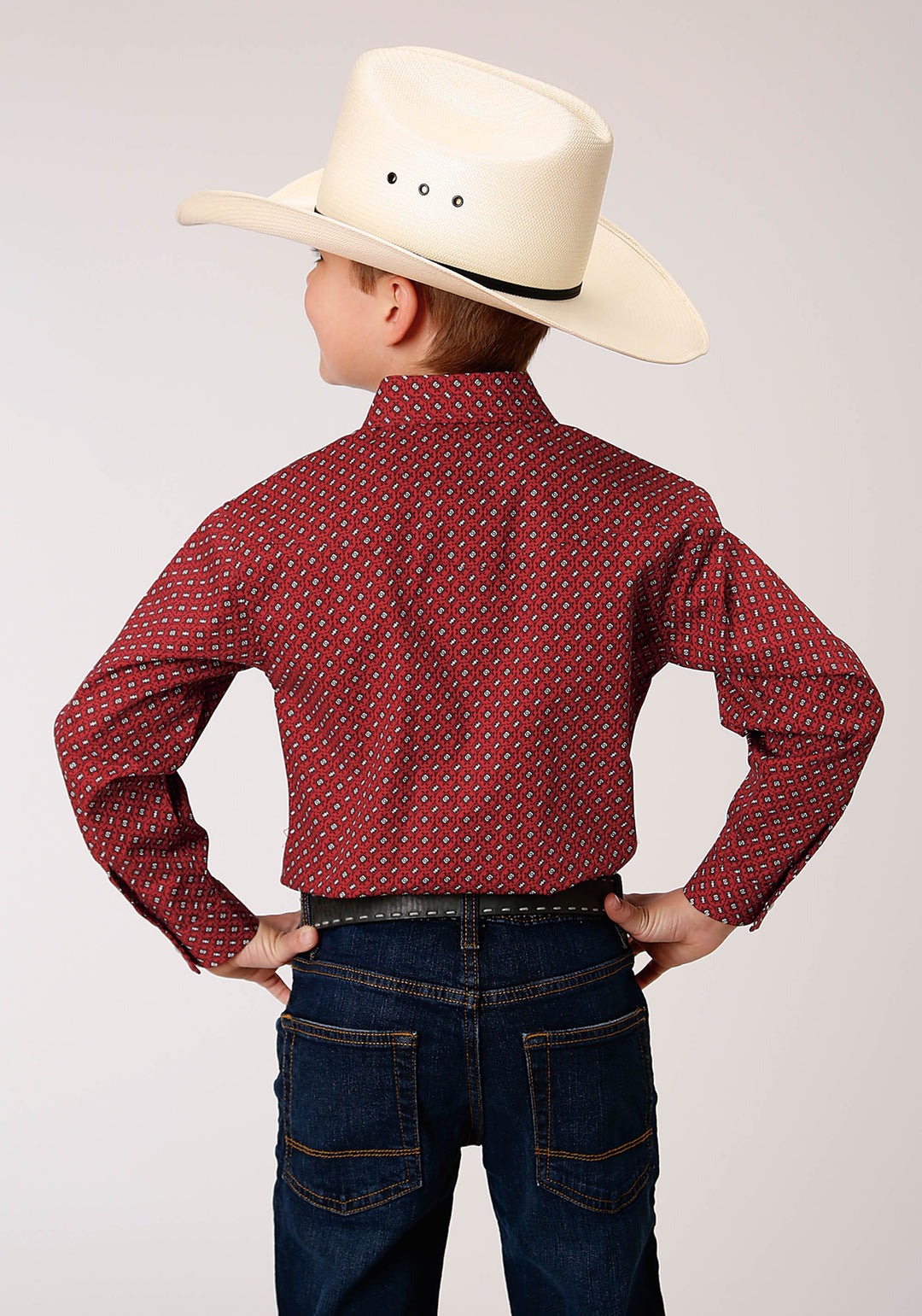BOYS LONG SLEEVE SNAP VICTORIAN FOULARD WESTERN SHIRT