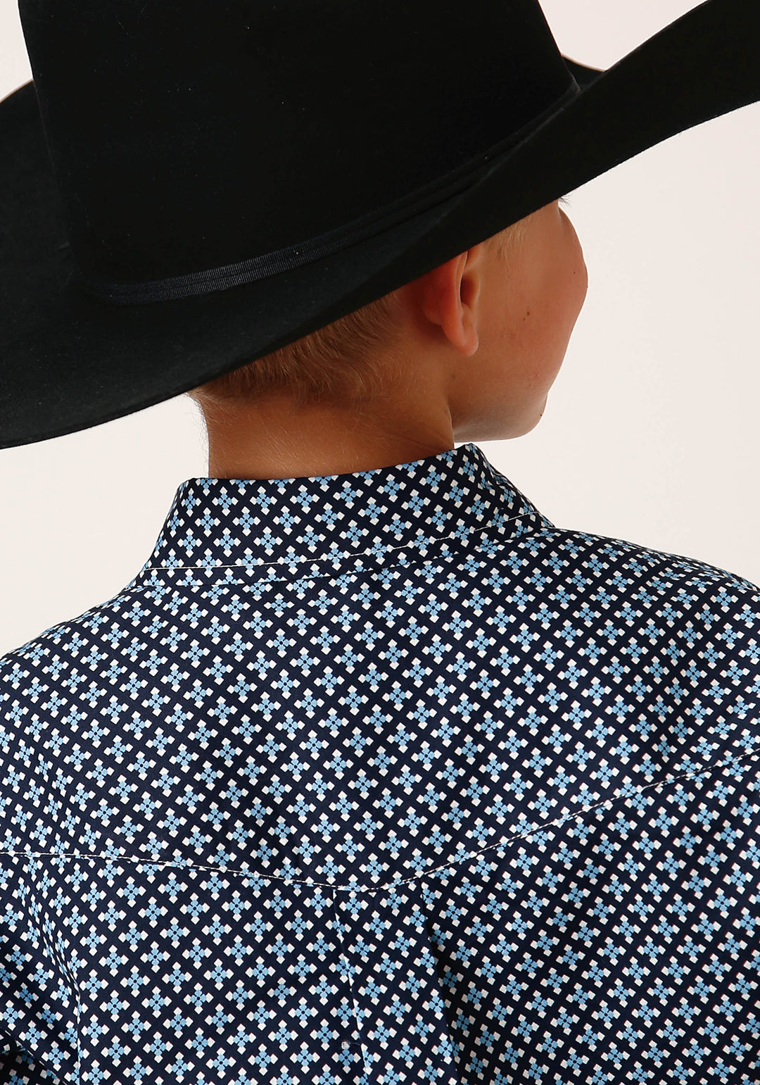 BOYS LONG SLEEVE SNAP FOUR LEAF FOULARD WESTERN SHIRT