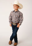 BOYS LONG SLEEVE SNAP COPPER SPRING PAISLEY WESTERN SHIRT