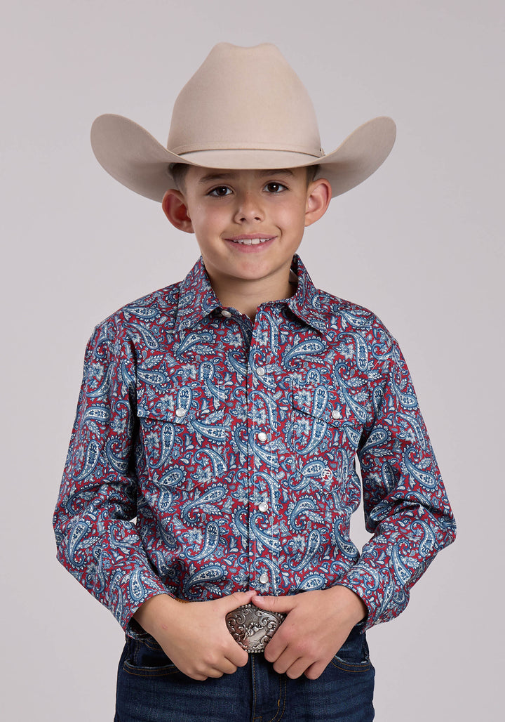 BOYS ROPER BANDANA PAISLEY LONG SLEEVE SNAP SHIRT