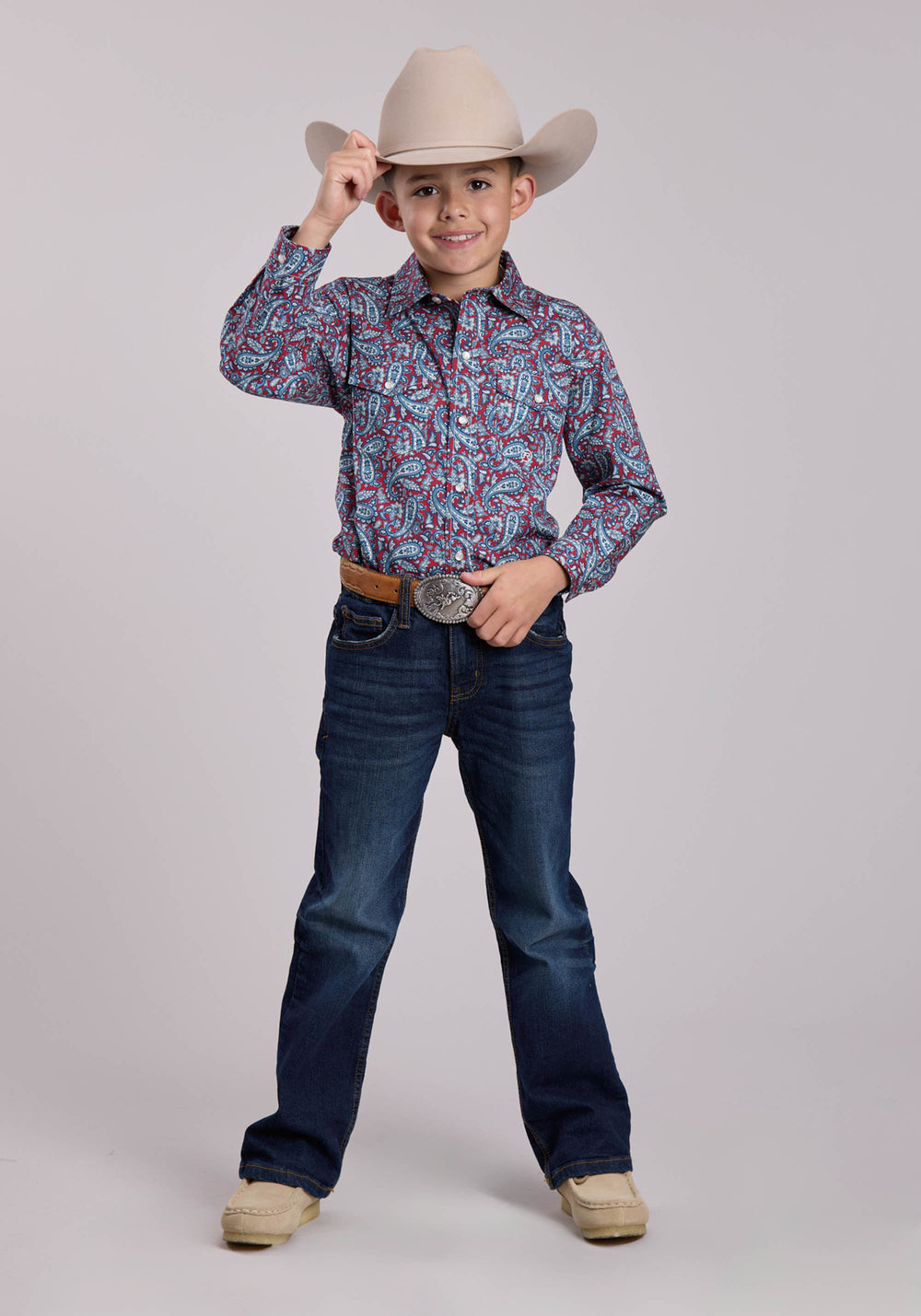 BOYS ROPER BANDANA PAISLEY LONG SLEEVE SNAP SHIRT