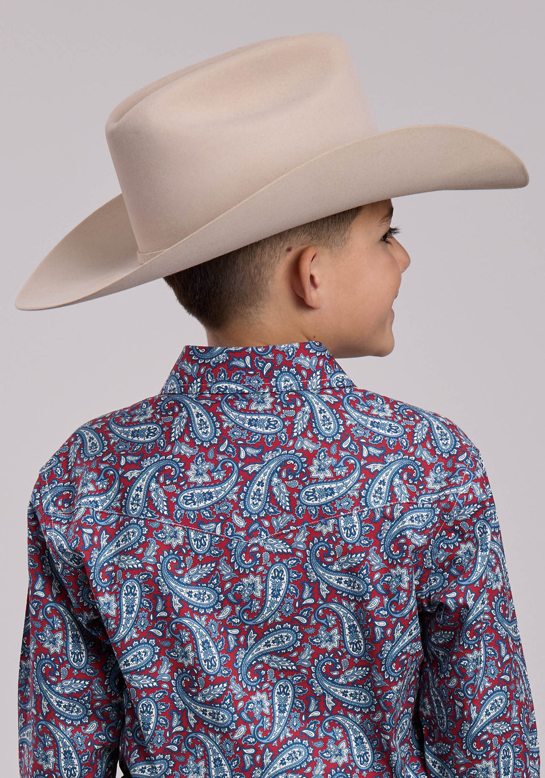 BOYS ROPER BANDANA PAISLEY LONG SLEEVE SNAP SHIRT