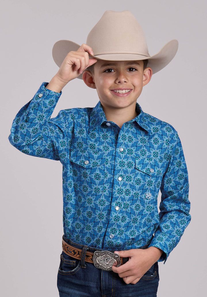 BOYS ROPER ORNAMENTAL PAISLEY LONG SLEEVE SNAP SHIRT