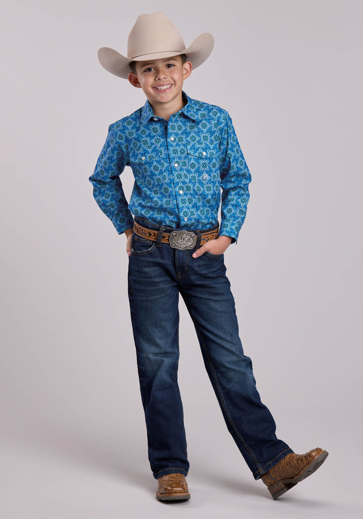 BOYS ROPER ORNAMENTAL PAISLEY LONG SLEEVE SNAP SHIRT