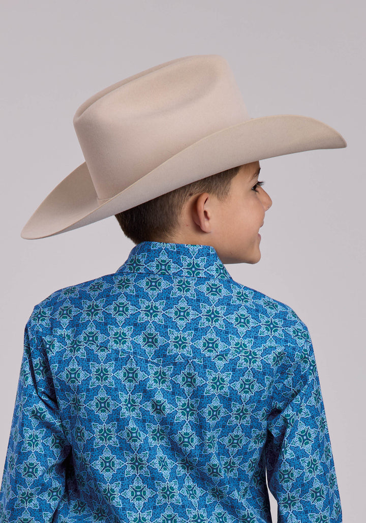 BOYS ROPER ORNAMENTAL PAISLEY LONG SLEEVE SNAP SHIRT