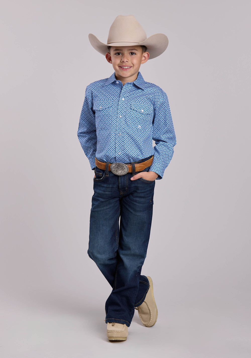 BOYS ROPER PINWHEEL FOULARD LONG SLEEVE SNAP SHIRT