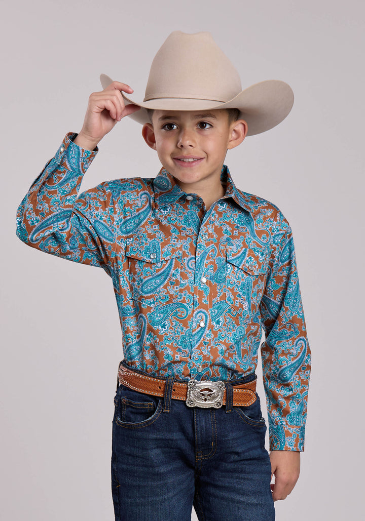 BOYS ROPER DESERT SPRING PAISLEY LONG SLEEVE SNAP SHIRT