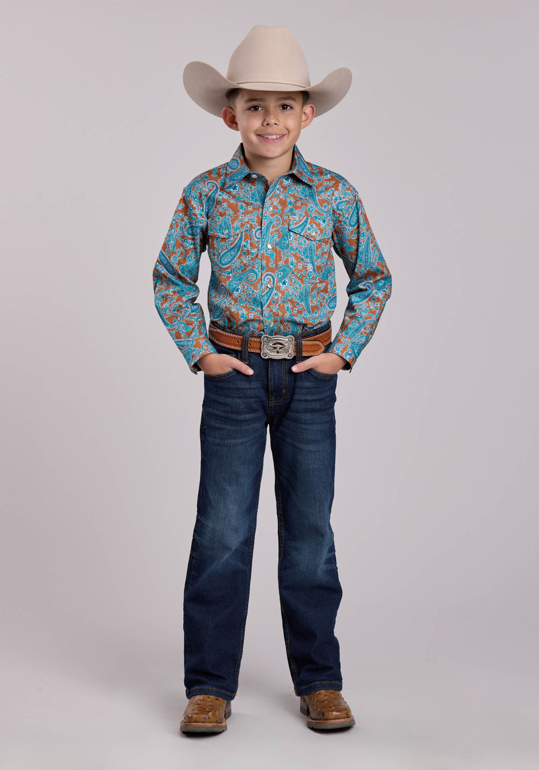 BOYS ROPER DESERT SPRING PAISLEY LONG SLEEVE SNAP SHIRT