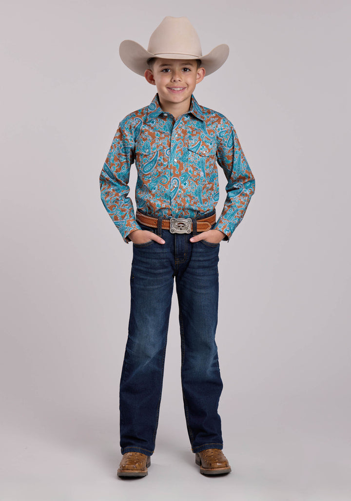 BOYS ROPER DESERT SPRING PAISLEY LONG SLEEVE SNAP SHIRT