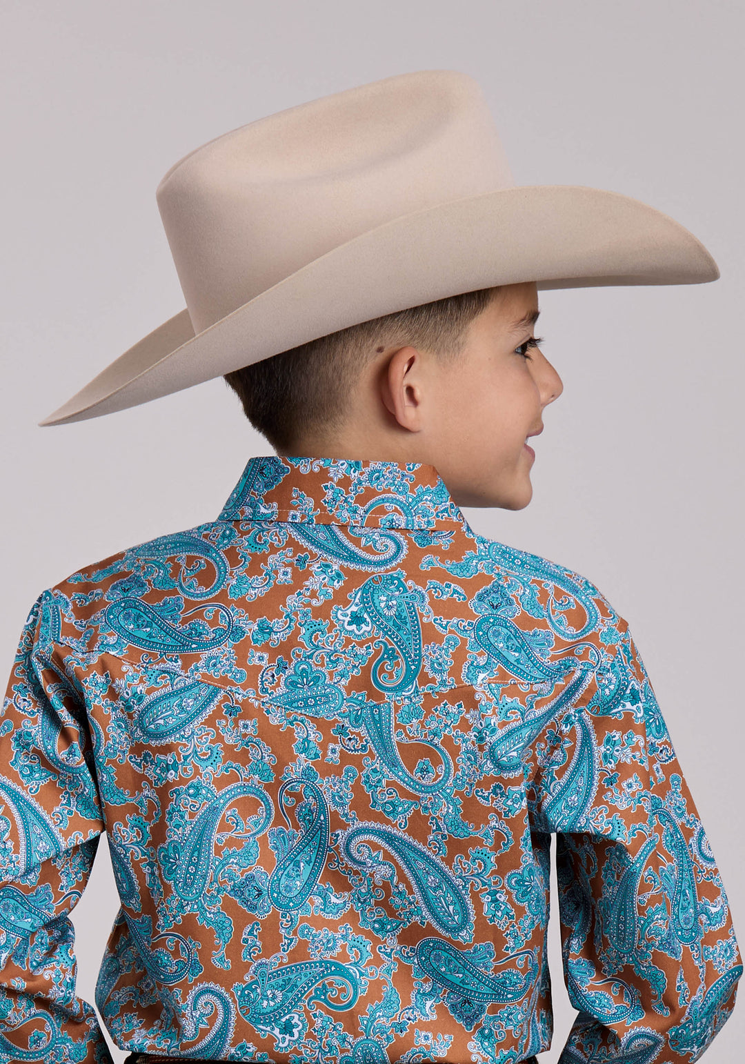 BOYS ROPER DESERT SPRING PAISLEY LONG SLEEVE SNAP SHIRT