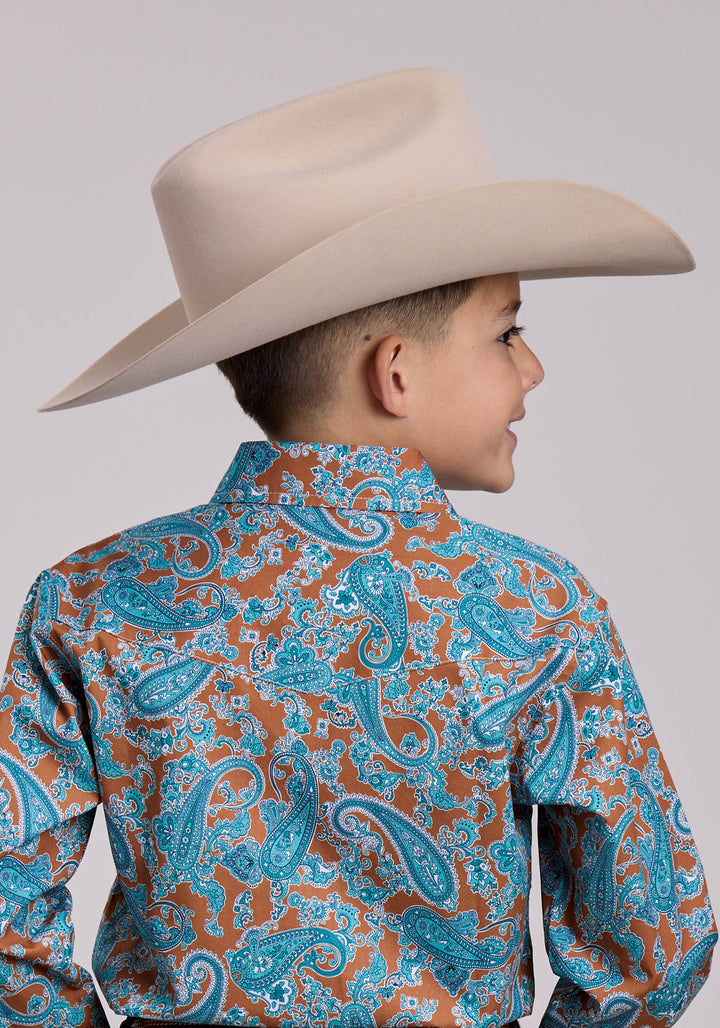 BOYS ROPER DESERT SPRING PAISLEY LONG SLEEVE SNAP SHIRT