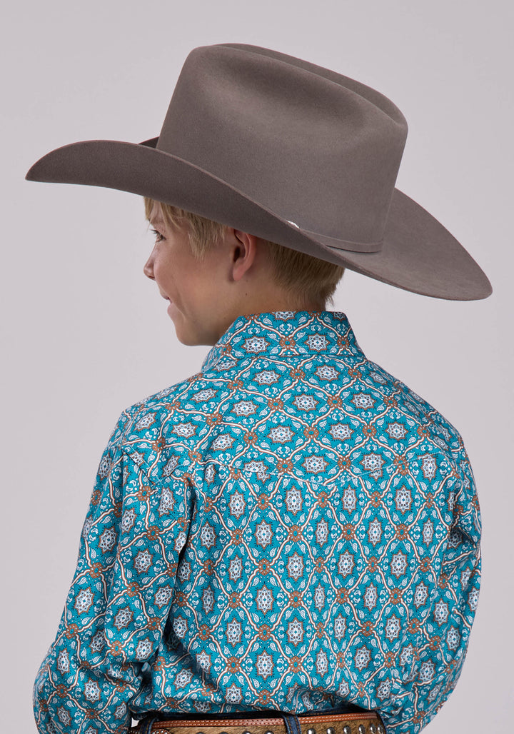 BOYS ROPER VINTAGE ORNATE PAISLEY LONG SLEEVE SNAP SHIRT