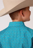 BOYS LONG SLEEVE SNAP TURQUOISE FOULARD WESTERN SHIRT