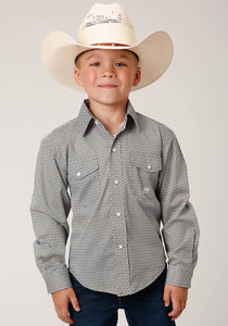 BOYS LONG SLEEVE SNAP CLIMBING DIAMOND WESTERN SHIRT