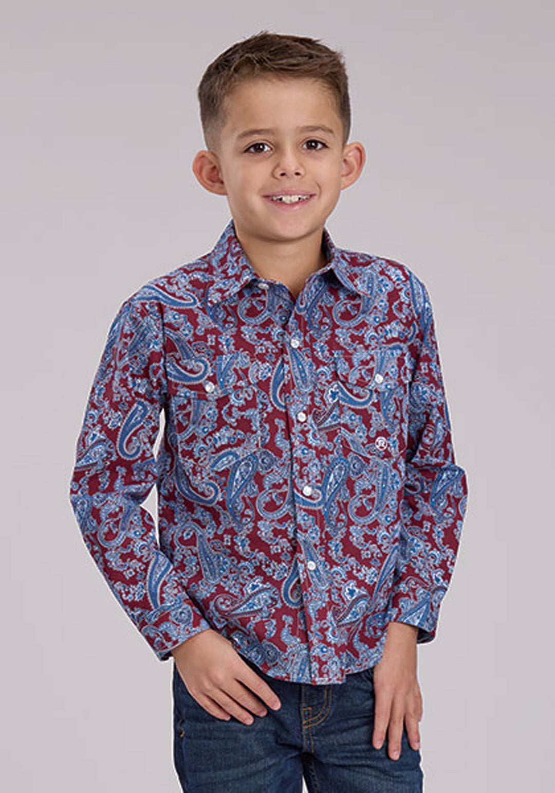 BOYS HERITAGE PAISLEY LONG SLEEVE SNAP WESTERN SHIRT