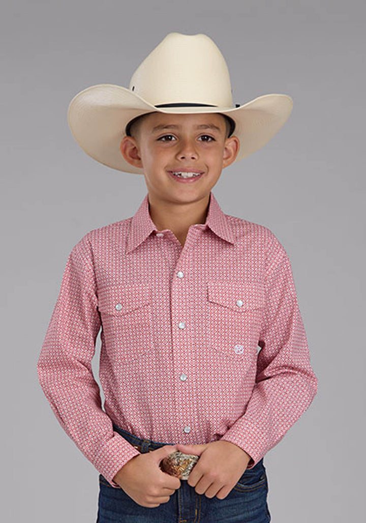 BOYS LONG SLEEVE SNAP SALTILLO FOULARD WESTERN SHIRT