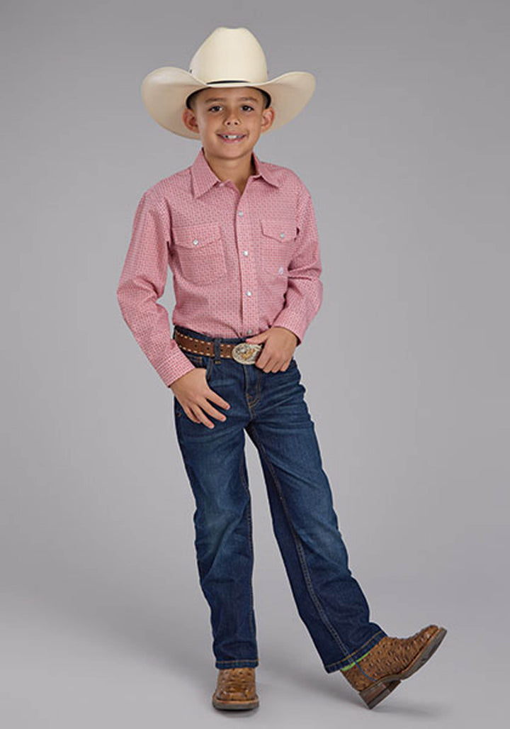 BOYS LONG SLEEVE SNAP SALTILLO FOULARD WESTERN SHIRT