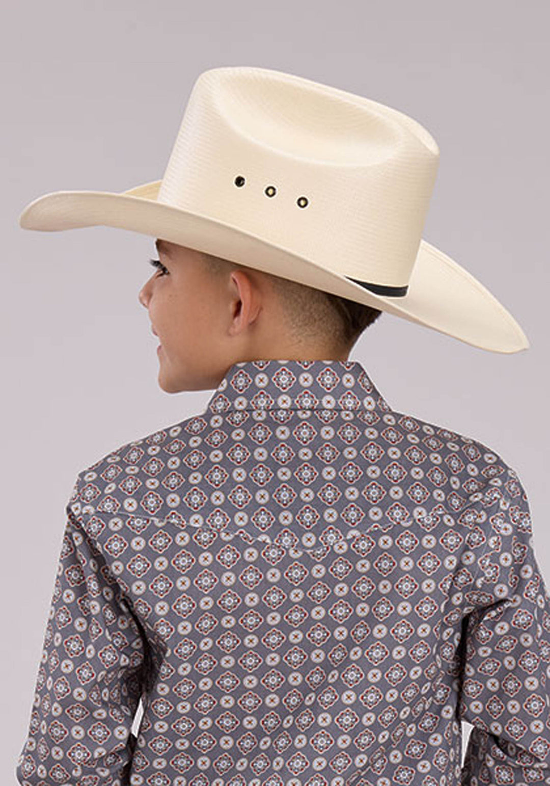 BOYS LONG SLEEVE SNAP MEDALLION FOULARD WESTERN SHIRT