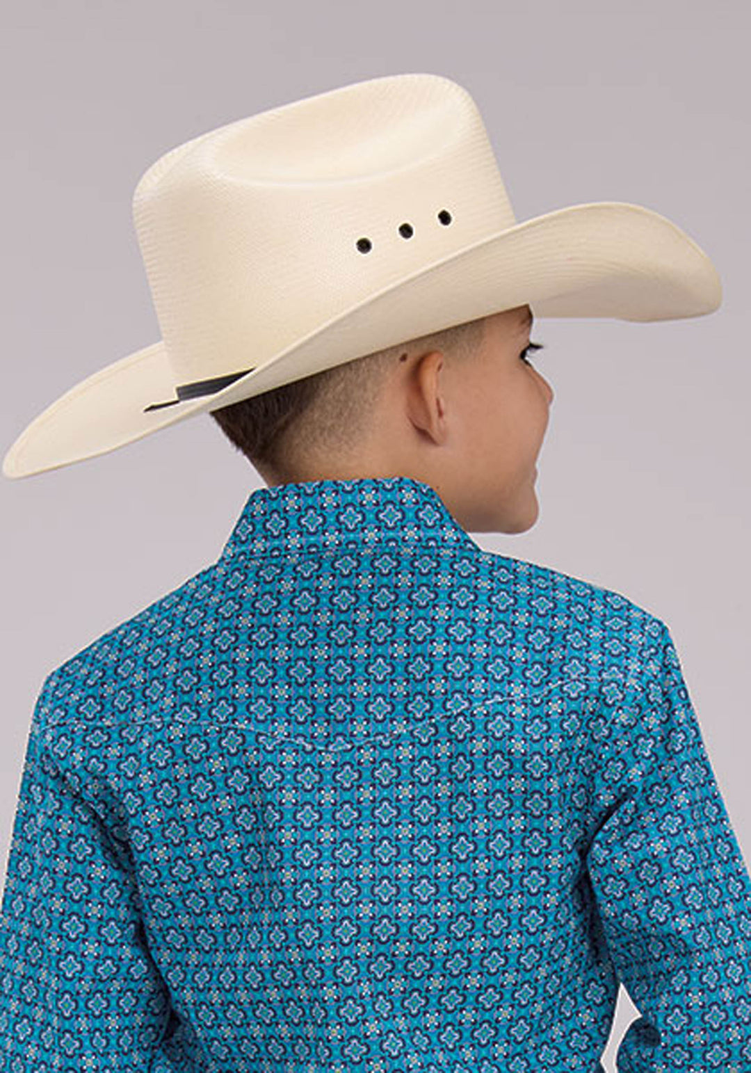 BOYS LONG SLEEVE SNAP BLUEBIRD FOULARD WESTERN SHIRT