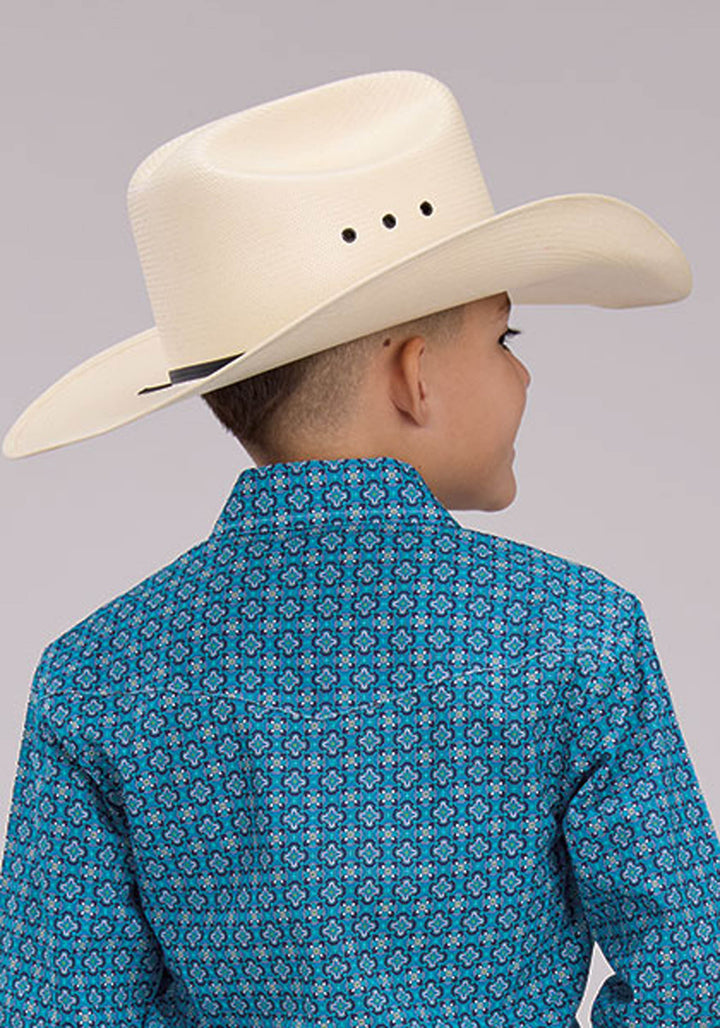 BOYS LONG SLEEVE SNAP BLUEBIRD FOULARD WESTERN SHIRT