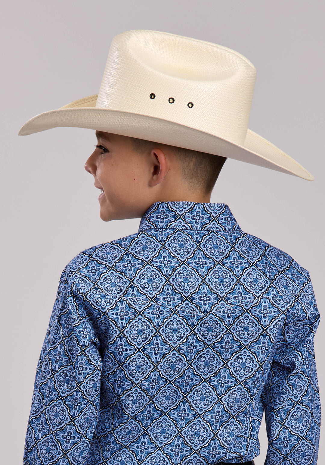 BOYS ROPER SKY MEDALLION LONG SLEEVE SNAP SHIRT