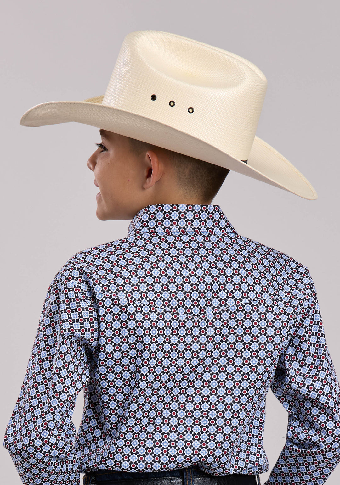 BOYS ROPER BASEBALL FOULARD LONG SLEEVE SNAP SHIRT