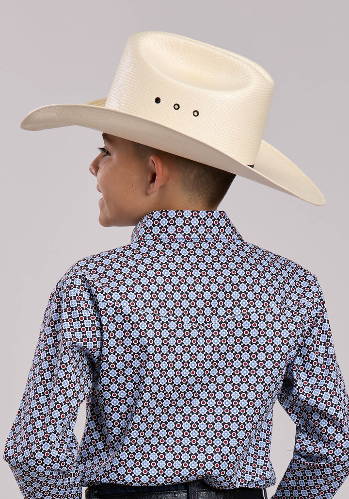 BOYS ROPER BASEBALL FOULARD LONG SLEEVE SNAP SHIRT
