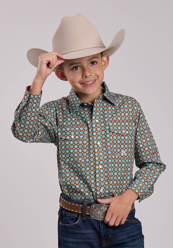 BOYS ROPER CANYON FOULARD LONG SLEEVE SNAP SHIRT