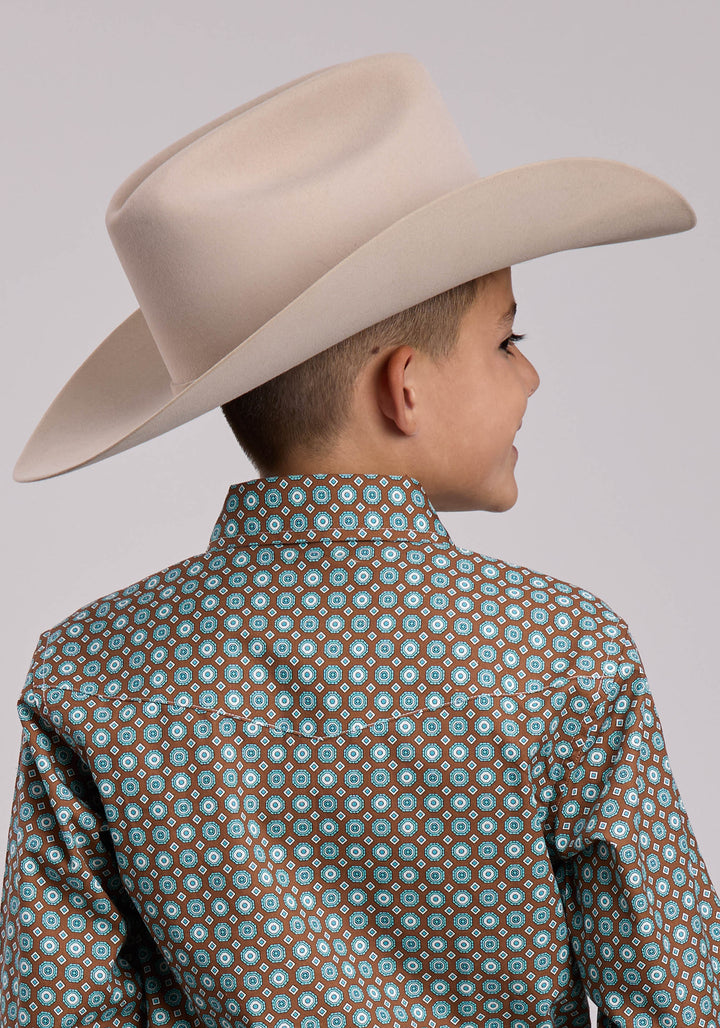 BOYS ROPER CANYON FOULARD LONG SLEEVE SNAP SHIRT