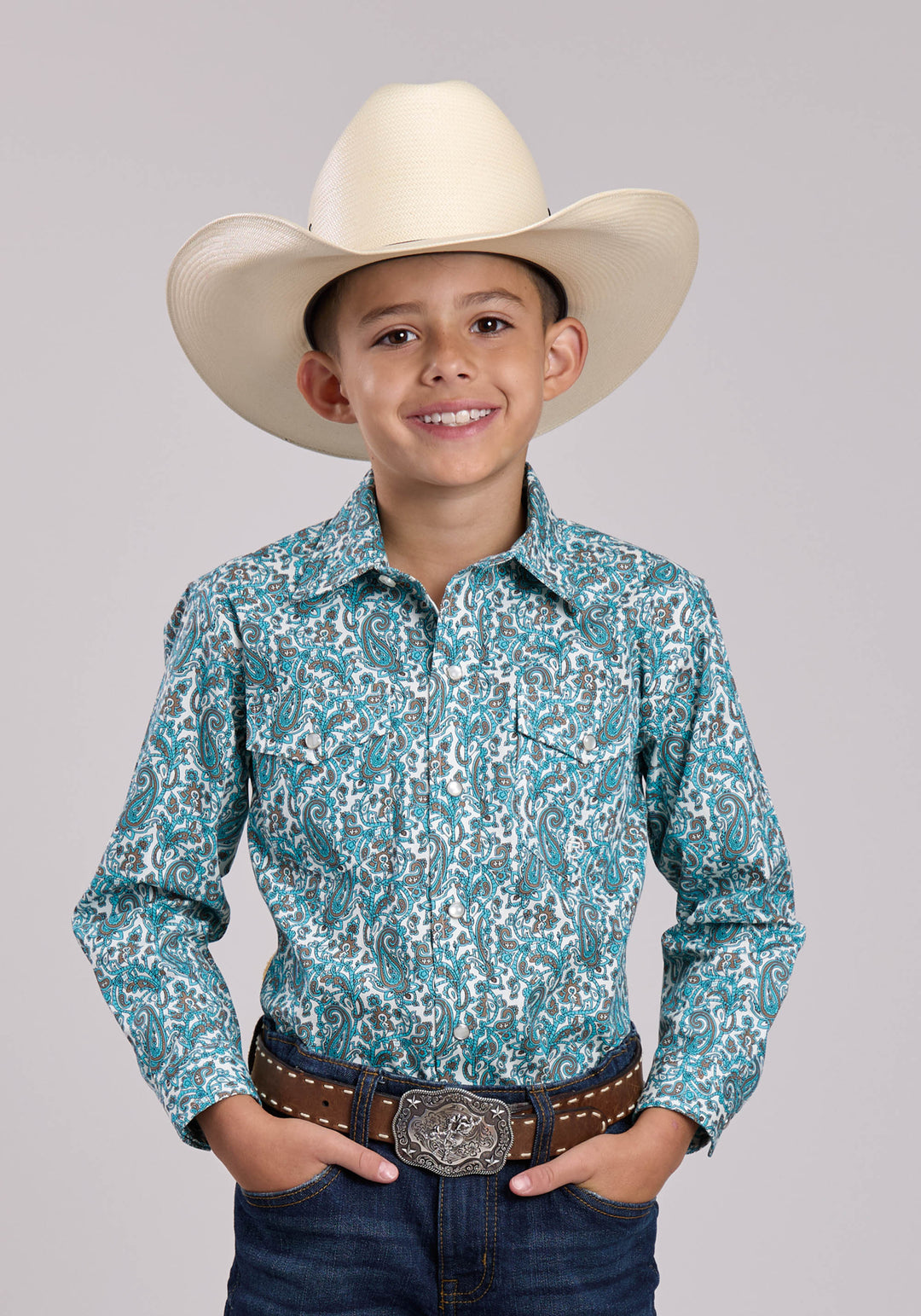 BOYS ROPER TRAIL PAISLEY LONG SLEEVE SNAP SHIRT