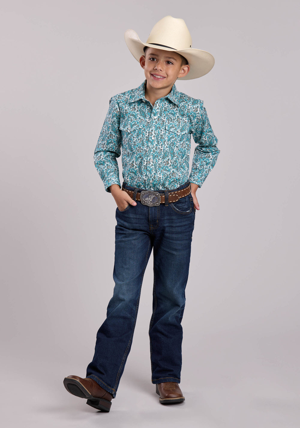 BOYS ROPER TRAIL PAISLEY LONG SLEEVE SNAP SHIRT